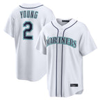 Johmsee S.Mariners #2 Cole Young Player White Home Game Stitched Jerseys