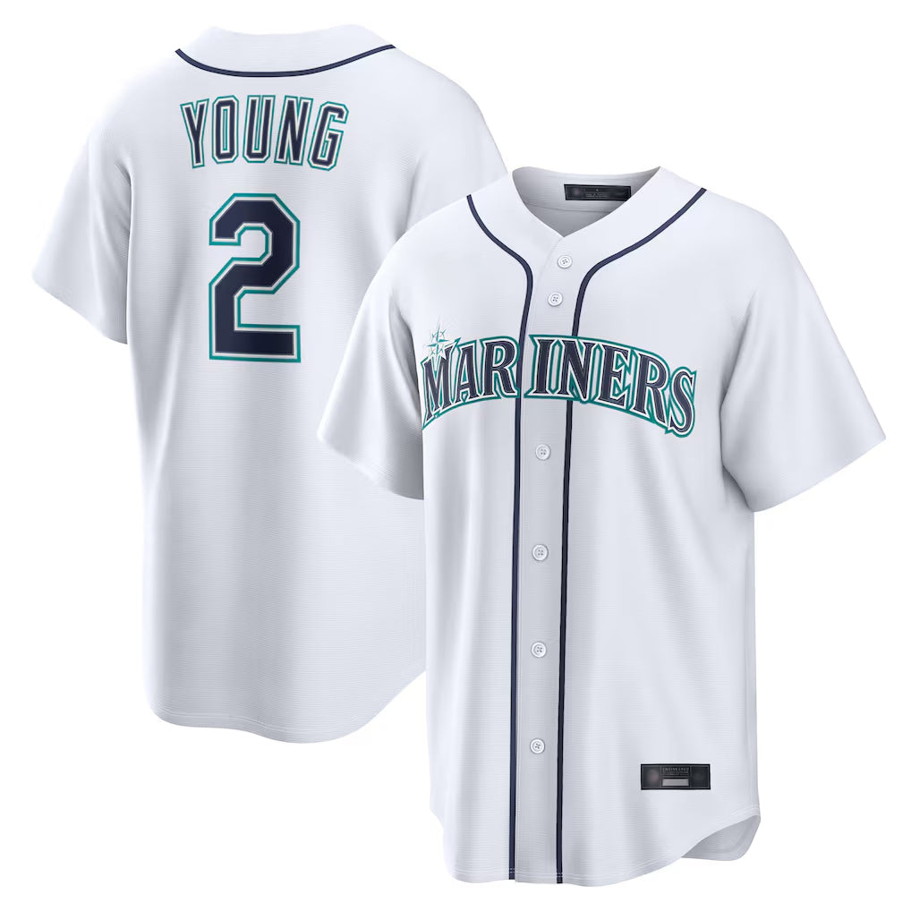 Johmsee S.Mariners #2 Cole Young Player White Home Game Stitched Jerseys