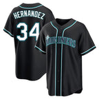 Johmsee S.Mariners #34 Felix Hernandez Player Black Fashion Home Limited Stitched Jerseys