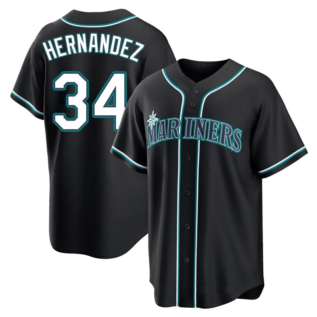 Johmsee S.Mariners #34 Felix Hernandez Player Black Fashion Home Limited Stitched Jerseys