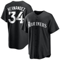 Johmsee S.Mariners #34 Felix Hernandez Player Black Home Limited Stitched Jerseys