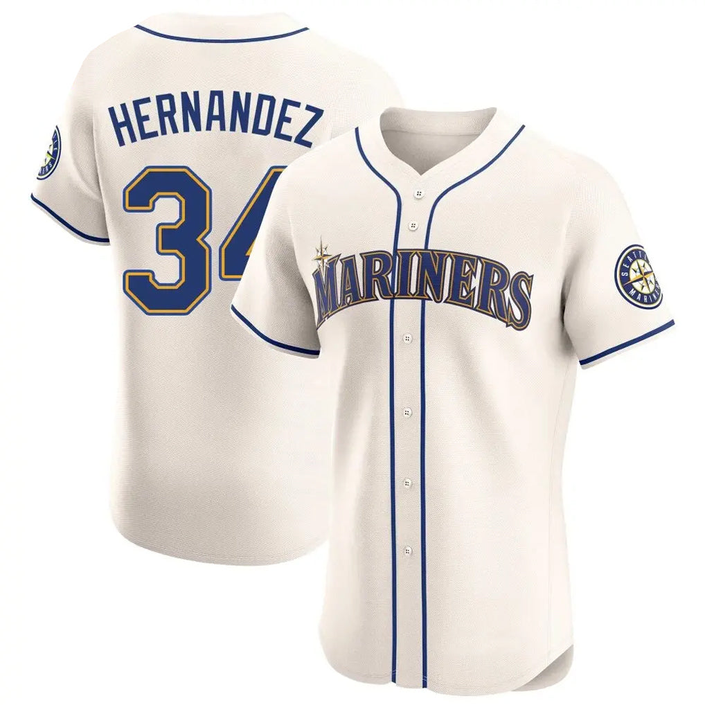 Johmsee S.Mariners #34 Felix Hernandez Player Cream Home Limited Elite Stitched Jerseys