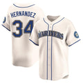 Johmsee S.Mariners #34 Felix Hernandez Player Cream Home Limited Stitched Jerseys