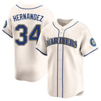 Johmsee S.Mariners #34 Felix Hernandez Player Cream Home Limited Stitched Jerseys