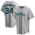 Johmsee S.Mariners #34 Felix Hernandez Player Gray Home Game Stitched Jerseys
