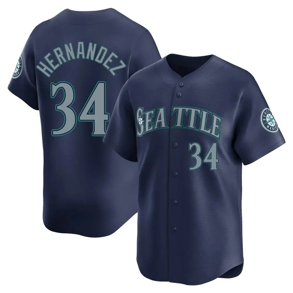 Johmsee S.Mariners #34 Felix Hernandez Player Navy Home Limited Stitched Jerseys