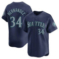 Johmsee S.Mariners #34 Felix Hernandez Player Navy Home Limited Stitched Jerseys