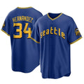 Johmsee S.Mariners #34 Felix Hernandez Player Royal City Connect Home Game Stitched Jerseys