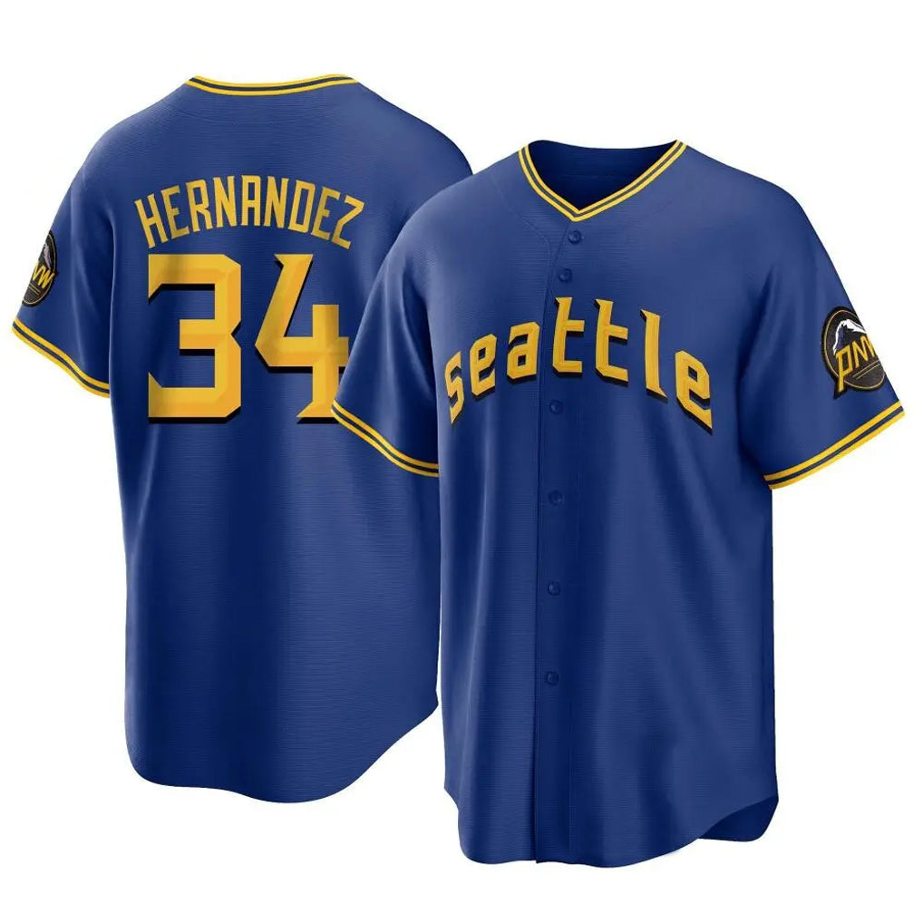 Johmsee S.Mariners #34 Felix Hernandez Player Royal City Connect Home Game Stitched Jerseys