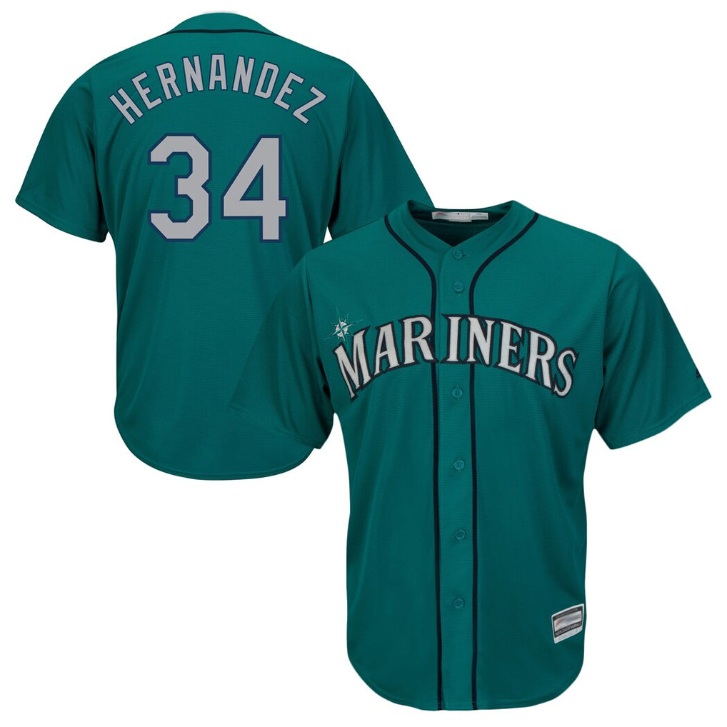 Johmsee S.Mariners #34 Felix Hernandez Player Teal Majestic Cool Base Limited Stitched Jerseys