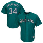Johmsee S.Mariners #34 Felix Hernandez Player Teal Majestic Cool Base Limited Stitched Jerseys