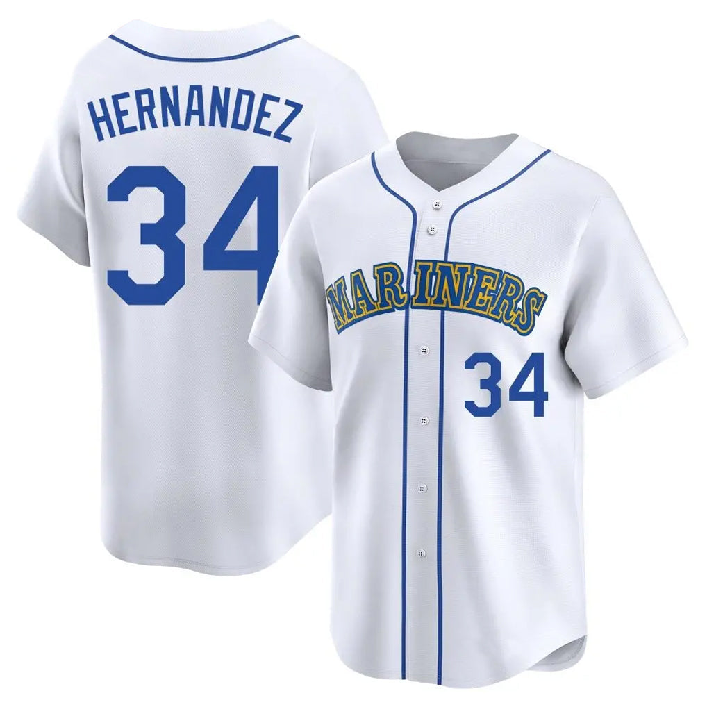 Johmsee S.Mariners #34 Felix Hernandez Player White Limited Throwback Cooperstown Collection Stitched Jerseys
