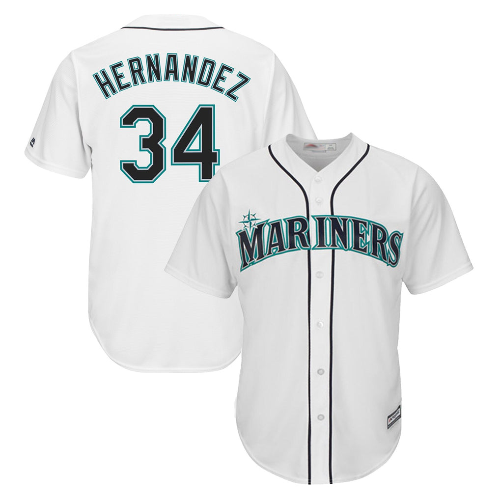 Johmsee S.Mariners #34 Felix Hernandez Player White Majestic Home Cool Base Limited Stitched Jerseys