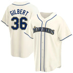 Johmsee S.Mariners #36 Logan Gilbert Player Cream Home Game Stitched Jerseys
