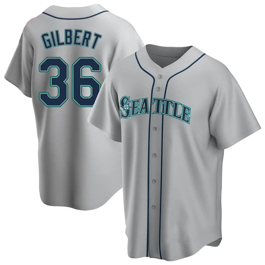 Johmsee S.Mariners #36 Logan Gilbert Player Gray Home Game Stitched Jerseys
