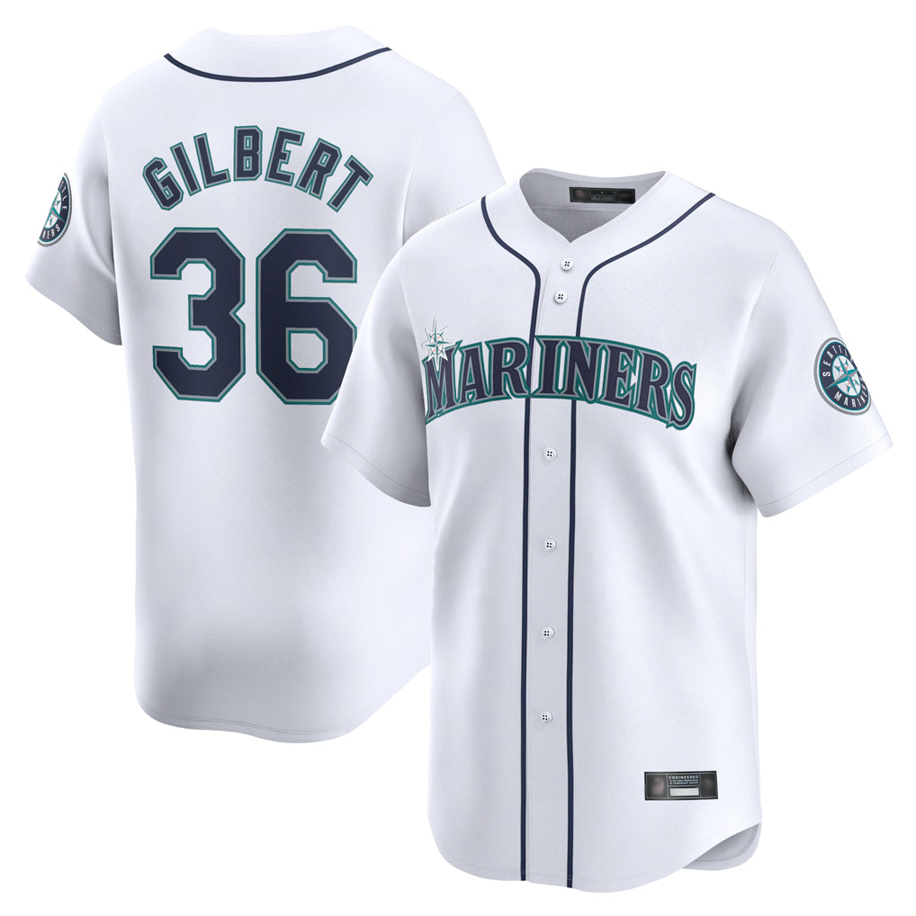 Johmsee S.Mariners #36 Logan Gilbert Player White Home Limited Stitched Jerseys