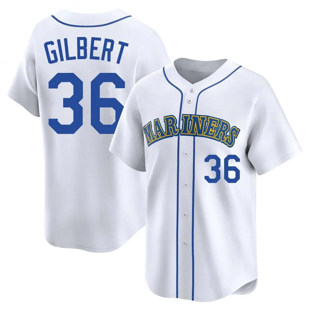 Johmsee S.Mariners #36 Logan Gilbert Player White Throwback Cooperstown Collection Limited Game Stitched Jerseys