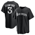 Johmsee S.Mariners #3 J.P. Crawford Player Black Home Limited Stitched Jerseys