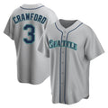 Johmsee S.Mariners #3 J.P. Crawford Player Gray Home Game Stitched Jerseys