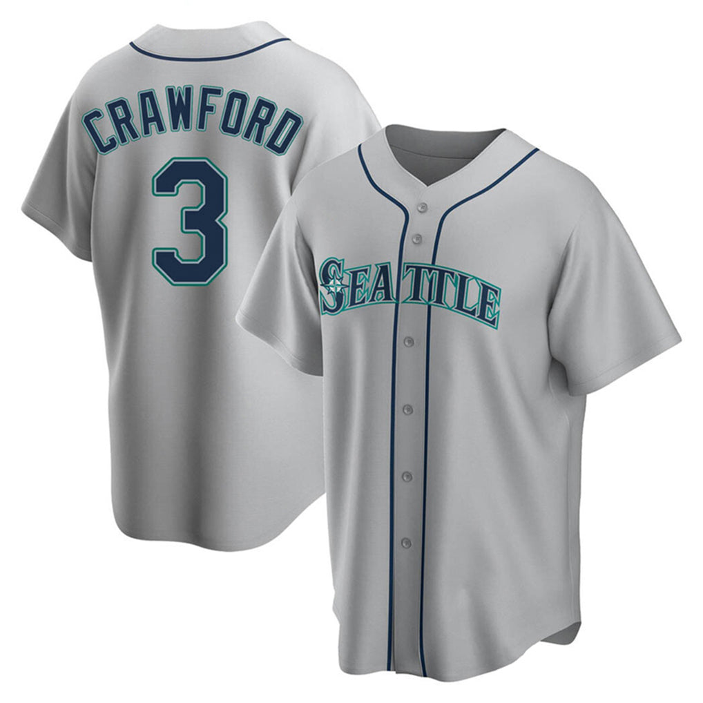 Johmsee S.Mariners #3 J.P. Crawford Player Gray Home Game Stitched Jerseys