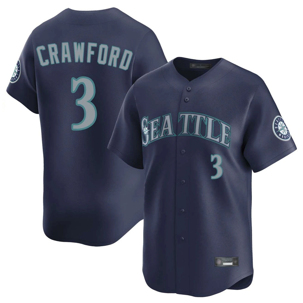Johmsee S.Mariners #3 J.P. Crawford Player Navy Home Limited Stitched Jerseys