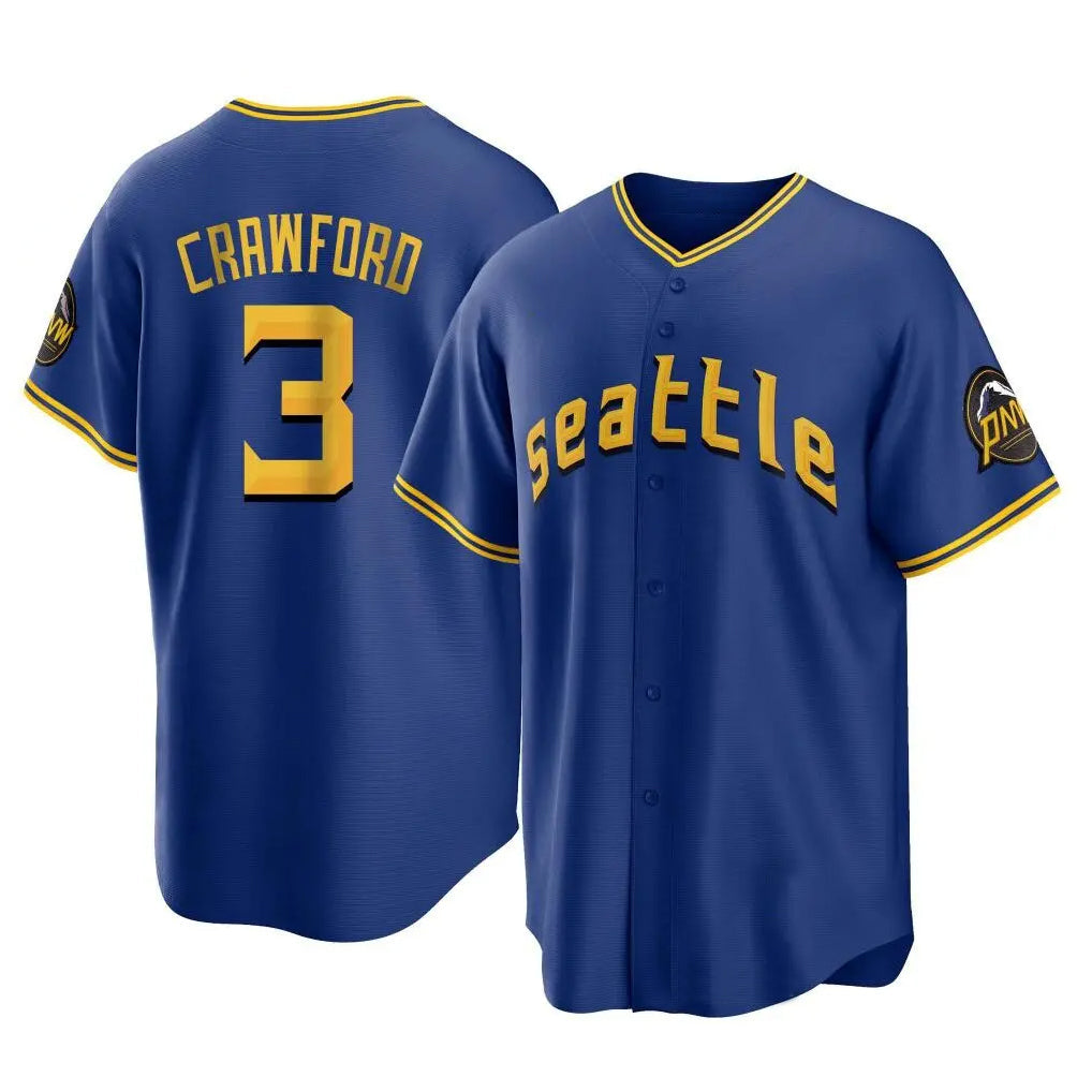 Johmsee S.Mariners #3 J.P. Crawford Player Royal City Connect Home Game Stitched Jerseys
