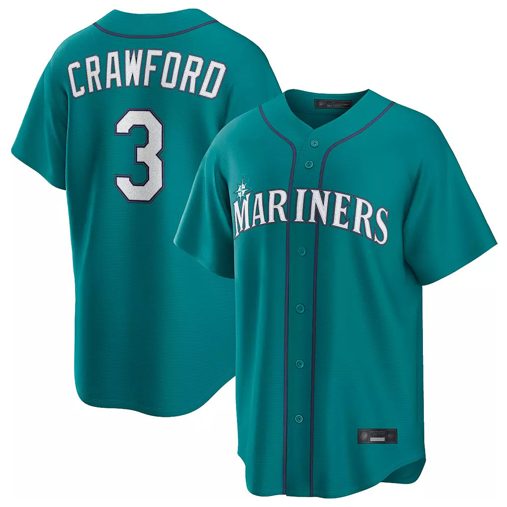 Johmsee S.Mariners #3 J.P. Crawford Player Teal Home Game Stitched Jerseys