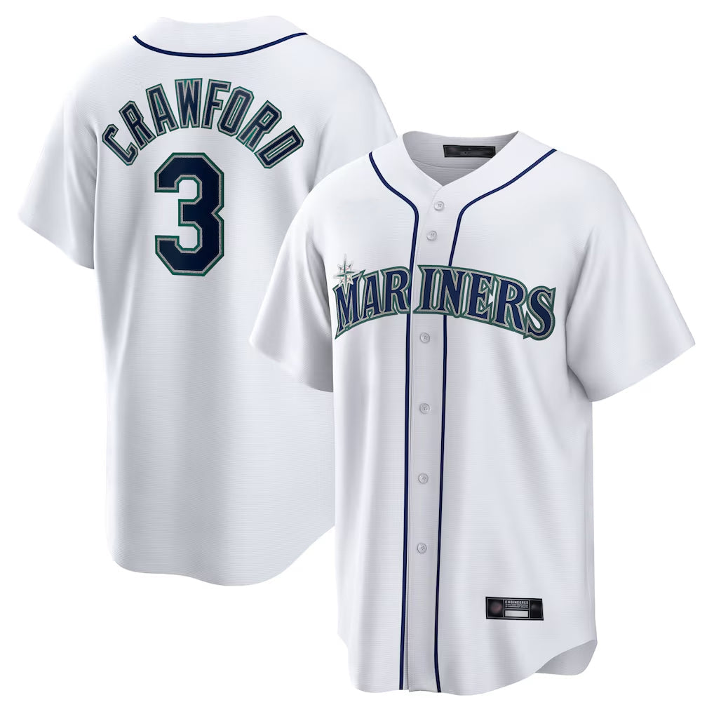 Johmsee S.Mariners #3 J.P. Crawford Player White Home Game Stitched Jerseys