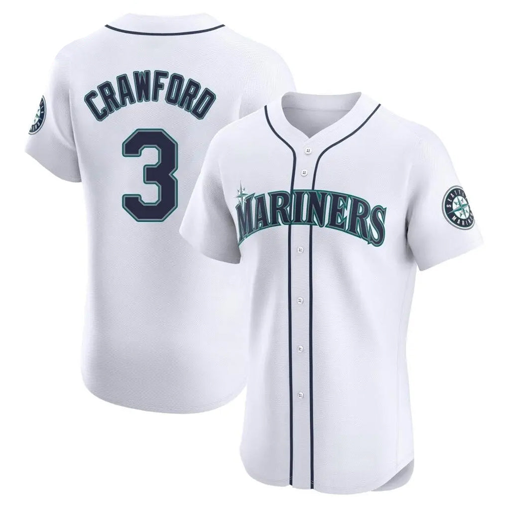 Johmsee S.Mariners #3 J.P. Crawford Player White Home Limited Elite Stitched Jerseys