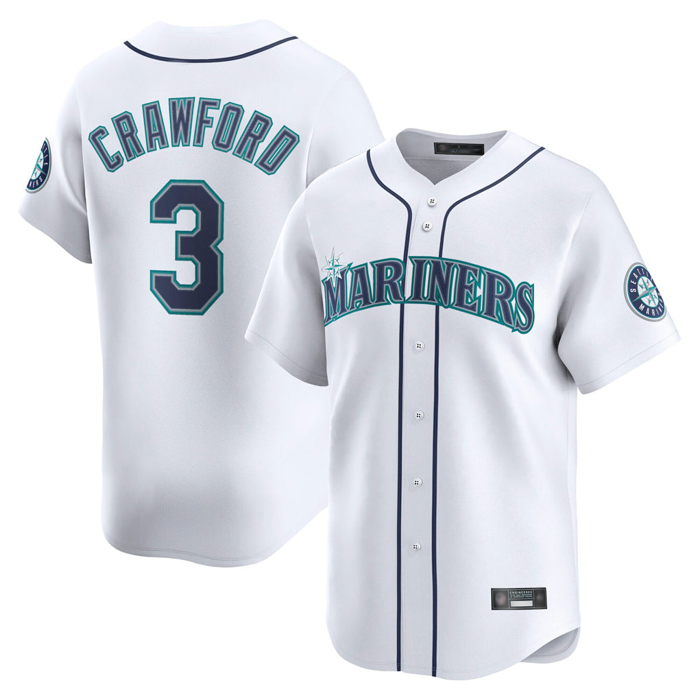 Johmsee S.Mariners #3 J.P. Crawford Player White Home Limited Stitched Jerseys