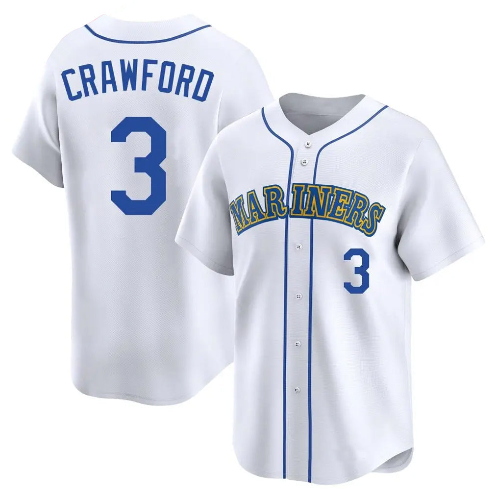 Johmsee S.Mariners #3 J.P. Crawford Player White Pitch Fashion Game Stitched Jerseys
