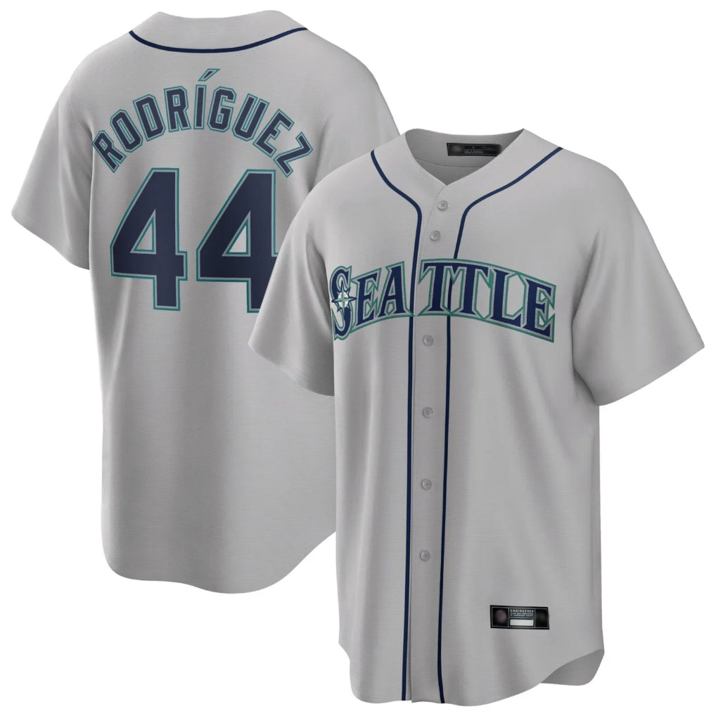 Johmsee S.Mariners #44 Julio Rodriguez Player Gray Home Game Stitched Jerseys