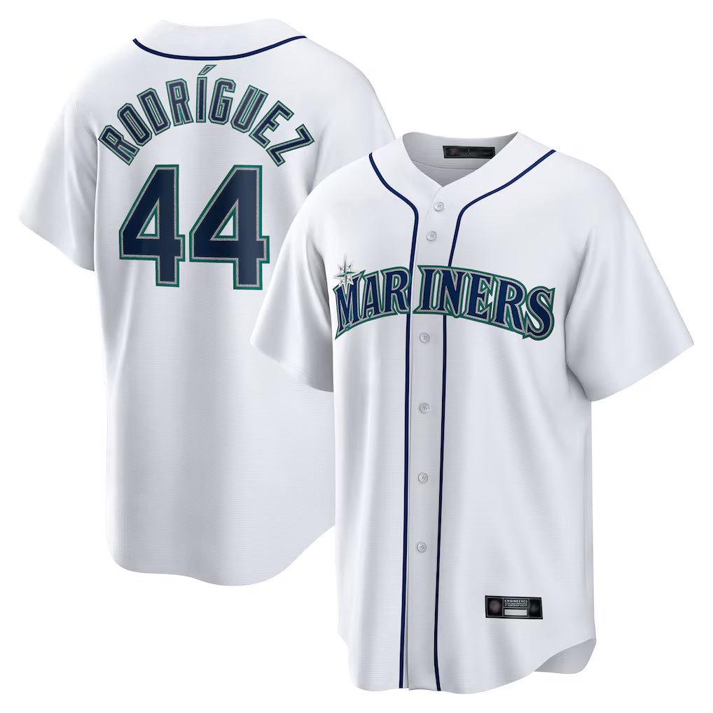 Johmsee S.Mariners #44 Julio Rodriguez Player White Home Game Stitched Jerseys