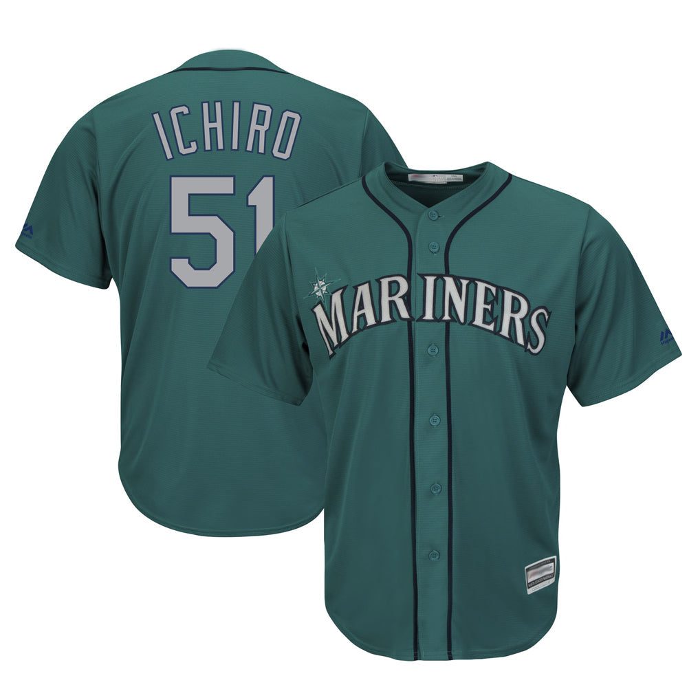 Johmsee S.Mariners #51 Ichiro Suzuki Player Aqua Majestic Cool Base Limited Stitched Jerseys