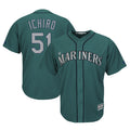 Johmsee S.Mariners #51 Ichiro Suzuki Player Aqua Majestic Cool Base Limited Stitched Jerseys