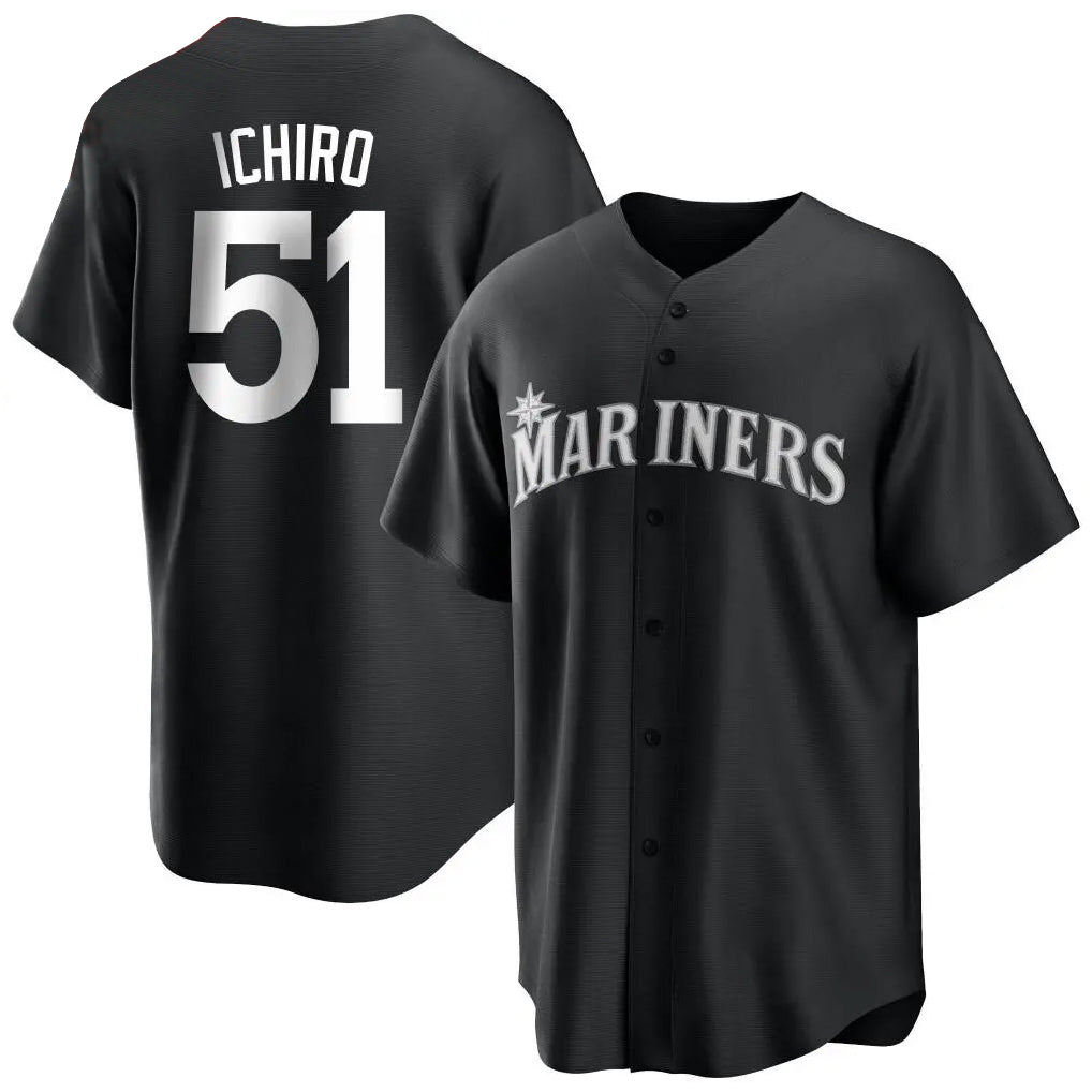 Johmsee S.Mariners #51 Ichiro Suzuki Player Black Home Limited Stitched Jerseys