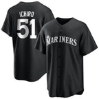 Johmsee S.Mariners #51 Ichiro Suzuki Player Black Home Limited Stitched Jerseys
