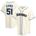 Johmsee S.Mariners #51 Ichiro Suzuki Player Cream Home Game Stitched Jerseys