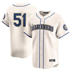Johmsee S.Mariners #51 Ichiro Suzuki Player Cream Home Limited Stitched Jerseys