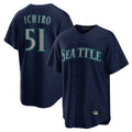 Johmsee S.Mariners #51 Ichiro Suzuki Player Navy Home Game Stitched Jerseys