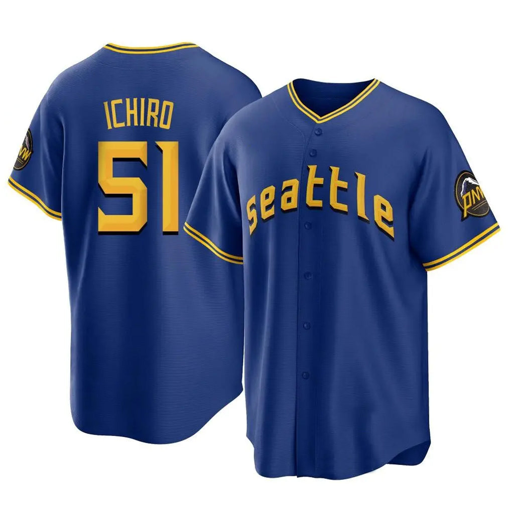 Johmsee S.Mariners #51 Ichiro Suzuki Player Royal City Connect Home Game Stitched Jerseys