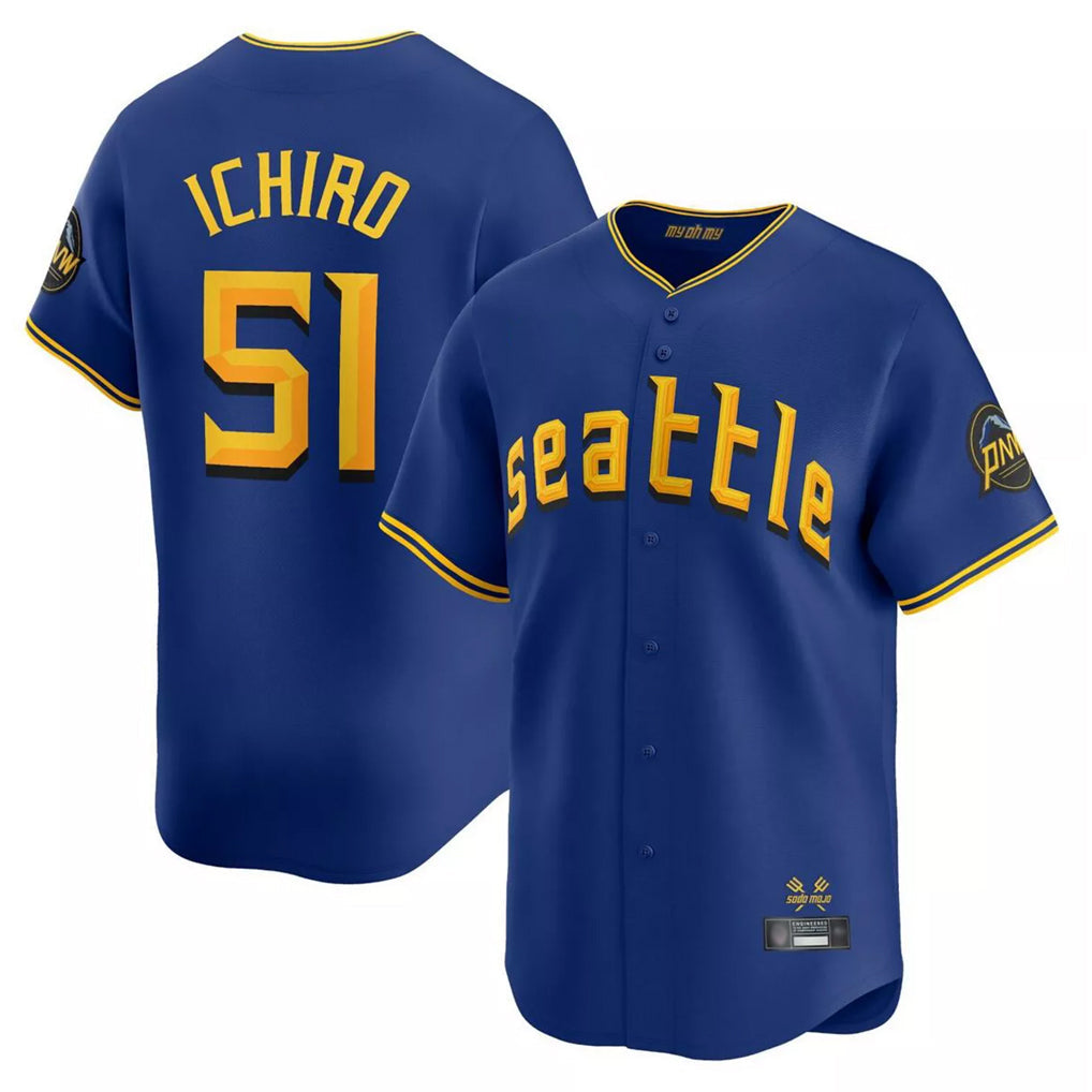 Johmsee S.Mariners #51 Ichiro Suzuki Player Royal City Connect Home Limited Stitched Jerseys