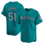 Johmsee S.Mariners #51 Ichiro Suzuki Player Teal Home Limited Stitched Jerseys