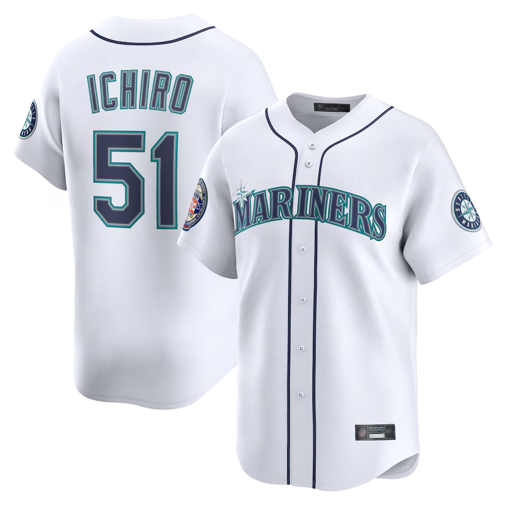 Johmsee S.Mariners #51 Ichiro Suzuki Player White 2025 National Hall of Fame Home Limited Stitched Jerseys