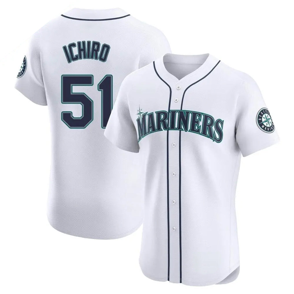 Johmsee S.Mariners #51 Ichiro Suzuki Player White Home Limited Elite Stitched Jerseys