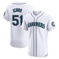 Johmsee S.Mariners #51 Ichiro Suzuki Player White Home Limited Elite Stitched Jerseys