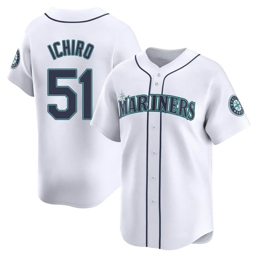 Johmsee S.Mariners #51 Ichiro Suzuki Player White Home Limited Stitched Jerseys