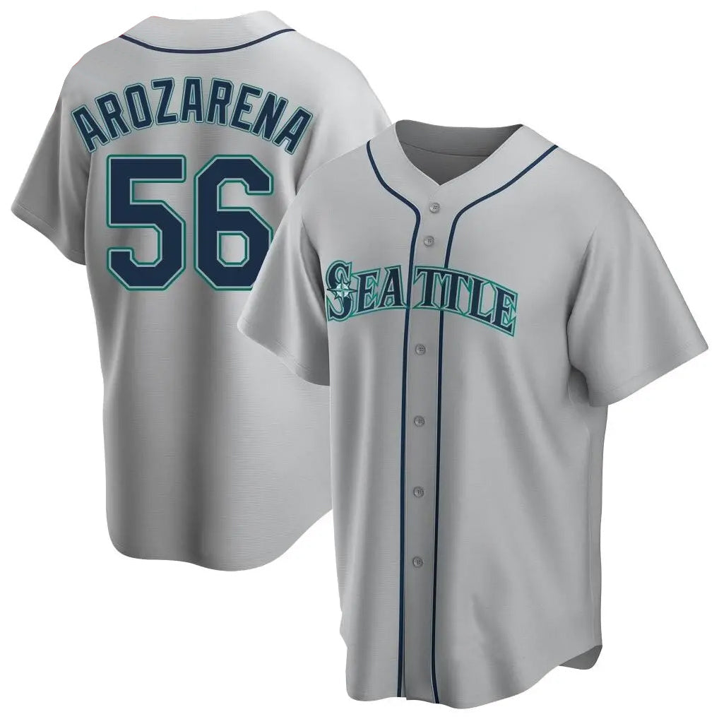 Johmsee S.Mariners #56 Randy Arozarena Player Gray Home Game Stitched Jerseys