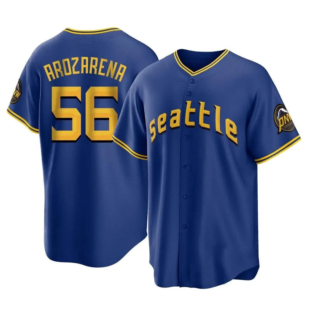 Johmsee S.Mariners #56 Randy Arozarena Player Royal Home Game Stitched Jerseys