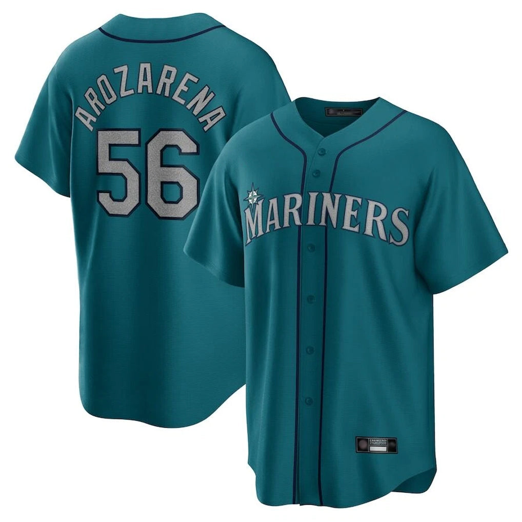 Johmsee S.Mariners #56 Randy Arozarena Player Teal Home Game Stitched Jerseys
